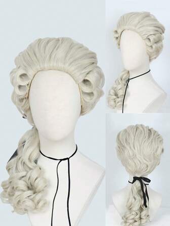 Peruka w stylu kolonialnym, długa, beżowa, falowana, kręcona, syntetyczna, prawnik, sędzia, ojciec założyciel, peruka na imprezę cosplay, bezklejowa, odporna na ciepło, naturalnie wyglądająca, unisex, rekwizyty na imprezę dla dorosłych, szlachetny styl, świąteczne prezenty dla mężczyzn, akcesoria do występów scenicznych, dekoracje do fotografii, zabawna peruka Apperal