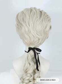 Perruque de costume colonial, cheveux synthétiques longs, ondulés et bouclés de couleur beige. Perruque pour avocat, juge, père fondateur pour fête, cosplay. Perruque sans colle, résistante à la chaleur, aspect naturel, unisexe. Accessoires de déguisement pour adultes, style noble, cadeaux de Noël, accessoires de scène, décors photographiques, vêtements, perruque amusante - Beige - Voir 3