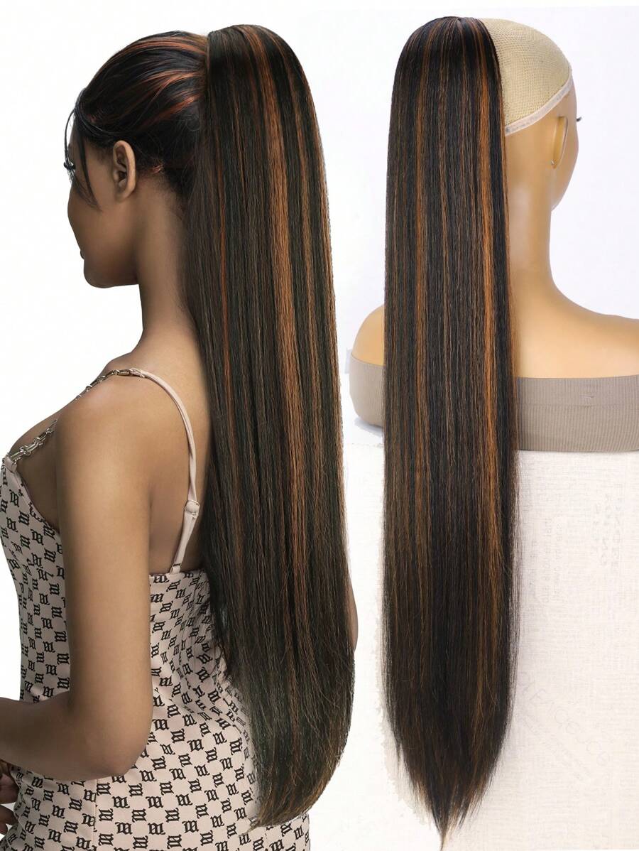 超長直筒馬尾合成纖維接髮 - 間色 - 查看 1