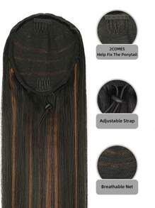 超長直筒馬尾合成纖維接髮 - 間色 - 查看 4