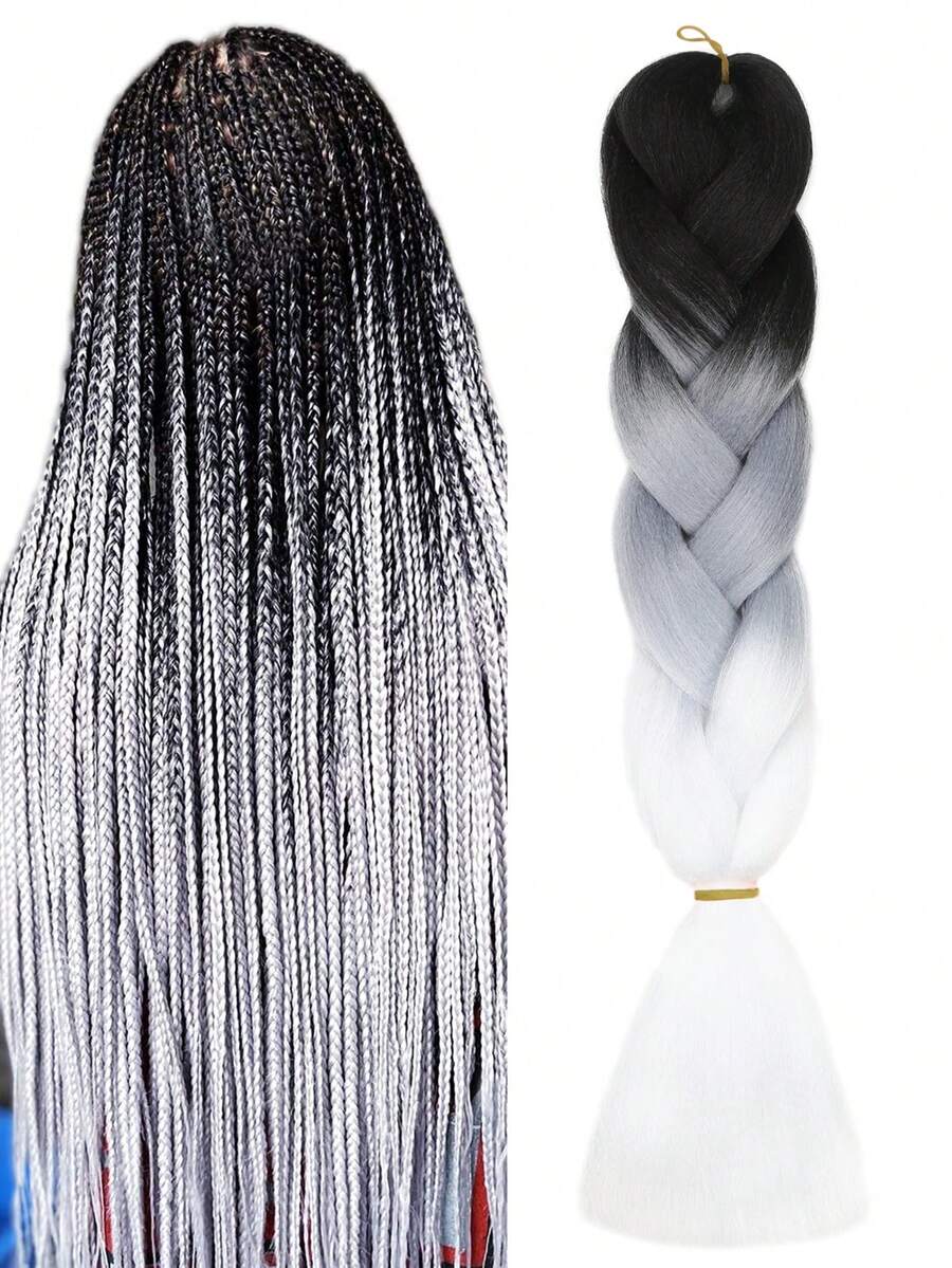 件裝大號編織頭髮 24 英寸適合婦女和兒童日常假期和角色扮演編織服裝黑色灰色白色多色時尚合成頭髮鉤針接髮實用而靈活的高溫頭髮