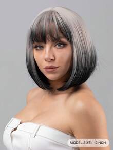 短直筒人造假髮帶劉海 - 彩色 - 查看 3
