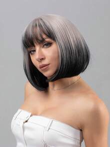 短直筒人造假髮帶劉海 - 彩色 - 查看 4