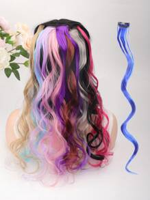 Clip In Medium Curly Synthetic Hair Extension - Blue - View 1