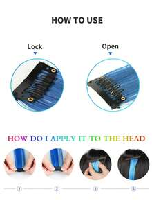 Clip In Medium Curly Synthetic Hair Extension - Blue - View 5