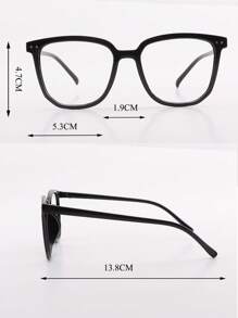 1 件女士方形镜框时尚无度数黑色眼镜 - 黑色 - 查看 5