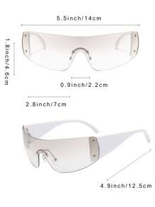 女士特大号 Y2K 户外时尚眼镜 - 銀色 - 查看 3