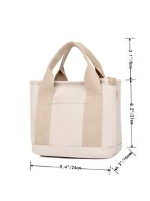 Canvas Bucket Bag Beige Double Handle For Daily - Beige - View 4