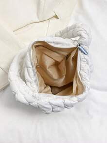 Large Capacity Ruched Bag Solid Colour - White - View 4
