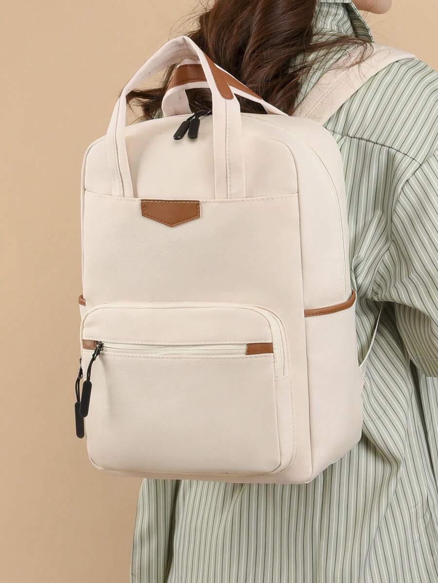 LECEY 轻便防盗背包时尚旅行包钱包大容量工作包休闲旅行背包 - 白色 - 查看 1