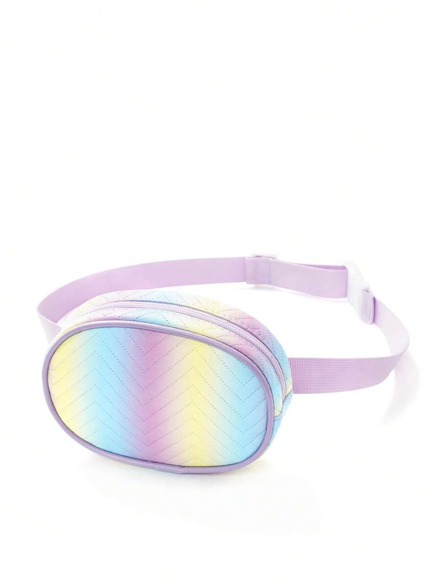 女孩漸層腰包鋸齒紋細節帶拉鍊PU皮革 - 彩色 - 查看 1