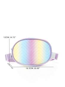 女孩漸層腰包鋸齒紋細節帶拉鍊PU皮革 - 彩色 - 查看 5