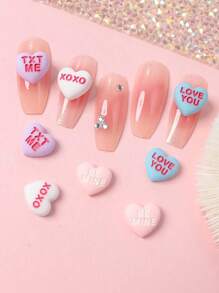 8pcs Resin Heart Shaped Symbol Decorations, Can Be Used For Nail Art DIY Nail Charms Nail Gems Nail Supplies
