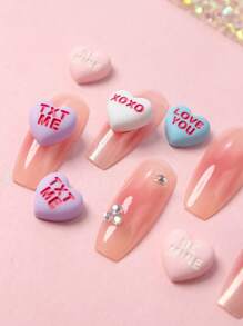 8pcs Resin Heart Shaped Symbol Decorations, Can Be Used For Nail Art DIY Nail Charms Nail Gems Nail Supplies