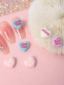 8pcs Resin Heart Shaped Symbol Decorations, Can Be Used For Nail Art DIY Nail Charms Nail Gems Nail Supplies