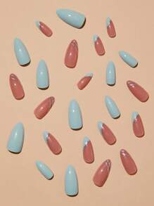 Nâng cấp diện mạo tức thì với 24 móng giả dài hình hạnh nhân màu xanh lá cây lấp lánh, 1 dũa móng và 1 tờ băng dính móng. - Nhiều màu - Xem 3