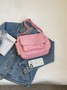 Túi Messenger lớn Màu hồng Acrylic có dây đeo có thể điều chỉnh - Hồng - Xem 3