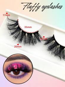 3 Giường đôi Sai Lông mi 20mm Vẻ ngoài Mắt mèo Đuôi dài Lông mi Dài lông tơ Da chồn nhân táo Lông mi - màu đen - Xem 5