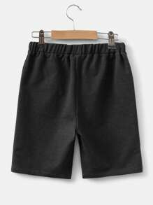 RueChic Boys Drawstring Waist Track Shorts - Black - View 2