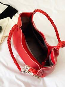 具時尚質感的肩背包,配有高端手提包 - 紅色 - 查看 4