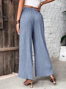 SHEIN Frenchy Solid Wide Leg Pants Casual