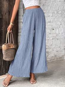 SHEIN Frenchy Solid Wide Leg Pants Casual