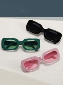 3副女士方框時尚太陽鏡適合日常生活 - 彩色 - 查看 1