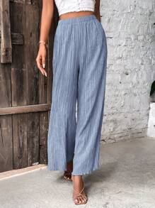 SHEIN Frenchy Solid Wide Leg Pants Casual