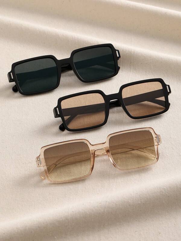 3pcs Plastic Square Women Boho Fashion Glasses Combination For Holiday Gift Tropical Beach Vacay Accessories For Summer Beach Vacation,Outdoor,Travel ,Back To School,Preppy Style,School Look