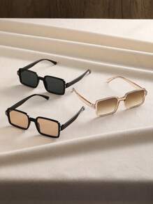 3 件装塑料方形女士波西米亚风时尚眼镜组合，适合节日礼物，热带海滩度假配饰，适合夏季海滩度假、户外、旅行、返校、学院风、校园风 - 彩色 - 查看 3