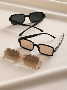 3 件装塑料方形女士波西米亚风时尚眼镜组合，适合节日礼物，热带海滩度假配饰，适合夏季海滩度假、户外、旅行、返校、学院风、校园风 - 彩色 - 查看 5