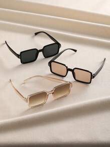 3 件装塑料方形女士波西米亚风时尚眼镜组合，适合节日礼物，热带海滩度假配饰，适合夏季海滩度假、户外、旅行、返校、学院风、校园风 - 彩色 - 查看 6