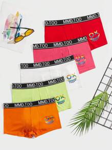 Men 5pcs Cartoon Graphic Contrast Letter Tape Boxer Brief - Multicolor - View 1
