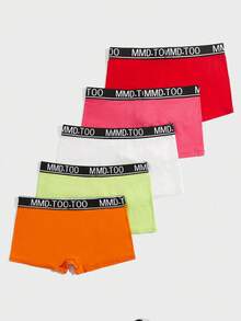Men 5pcs Cartoon Graphic Contrast Letter Tape Boxer Brief - Multicolor - View 2