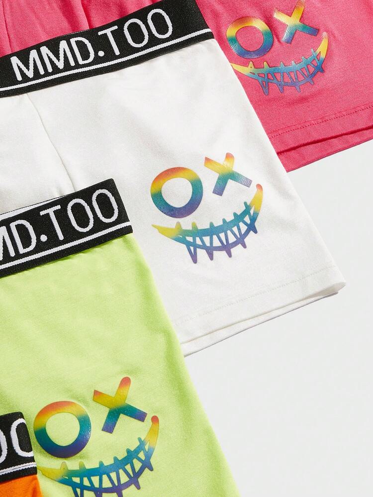 Men 5pcs Cartoon Graphic Contrast Letter Tape Boxer Brief - Multicolor - View 4
