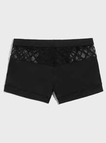 Men Contrast Lace Boxer Brief - Black - View 2