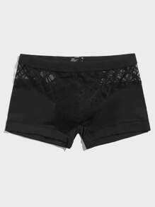 Men Contrast Lace Boxer Brief - Black - View 3