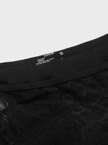 Men Contrast Lace Boxer Brief - Black - View 4