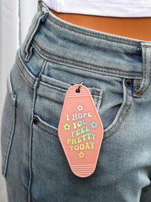 1入組女士花卉和字母圖形時尚鑰匙扣用於裝飾 - 藕粉色 - 查看 3