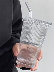 1 cốc thủy tinh, cốc uống nước bằng rơm trong suốt có kết cấu cho gia đình - Trong sáng - Xem 3