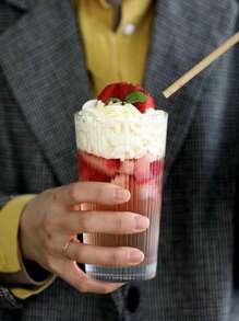 1 cốc thủy tinh, cốc uống nước bằng rơm trong suốt có kết cấu cho gia đình - Trong sáng - Xem 4