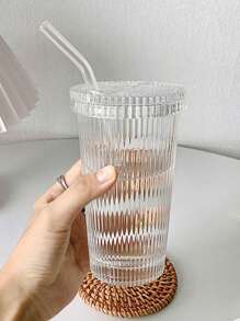 1 cốc thủy tinh, cốc uống nước bằng rơm trong suốt có kết cấu cho gia đình - Trong sáng - Xem 11