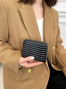 带拉链的压纹细节黑色卡夹钱包名片夹信用卡夹女士女士钱包迷你钱包钱包钱包卡包