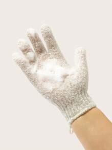 SHEIN Basic living 2pcs Exfoliating Shower Bath Gloves for Shower/Spa/Massage and Body Scrubs - Beige - View 6
