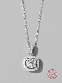 Collar zirconia cúbica cuadrado accesorio plata