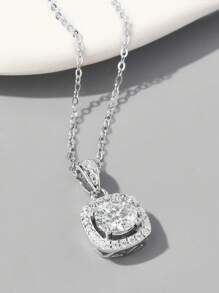 Collar zirconia cúbica cuadrado accesorio plata