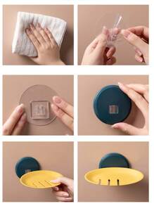 1 件塑料肥皂盒，现代纯色壁挂式肥皂架，适用于家庭和浴室家居浴室装饰秋季装饰 - 黑色 - 查看 6