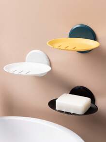 1 件塑料肥皂盒，现代纯色壁挂式肥皂架，适用于家庭和浴室家居浴室装饰秋季装饰 - 黑色 - 查看 2