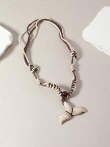 Fish Tail Charm Necklace - Multicolor - View 3