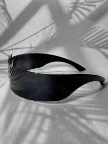 POLASUP 1 件男孩卡通科幻心形火焰装饰环绕式护目镜派对角色扮演眼镜，带黑色或多色反光涂层，适用于角色扮演面罩。遮阳配饰万圣节海滩配饰眼镜遮阳外观街头风格，适合毛衣夹克运动衫连帽衫皮裤和工装裤情人节情人节适合夏季海滩度假、户外、旅行 - 黑色 - 查看 4